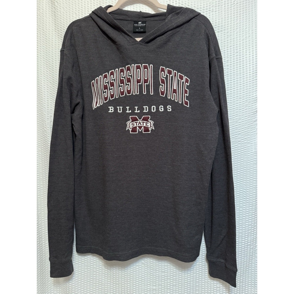 Mississippi‎ State Bulldogs Embroidered Thermal Hoodie, Size L, See Photos